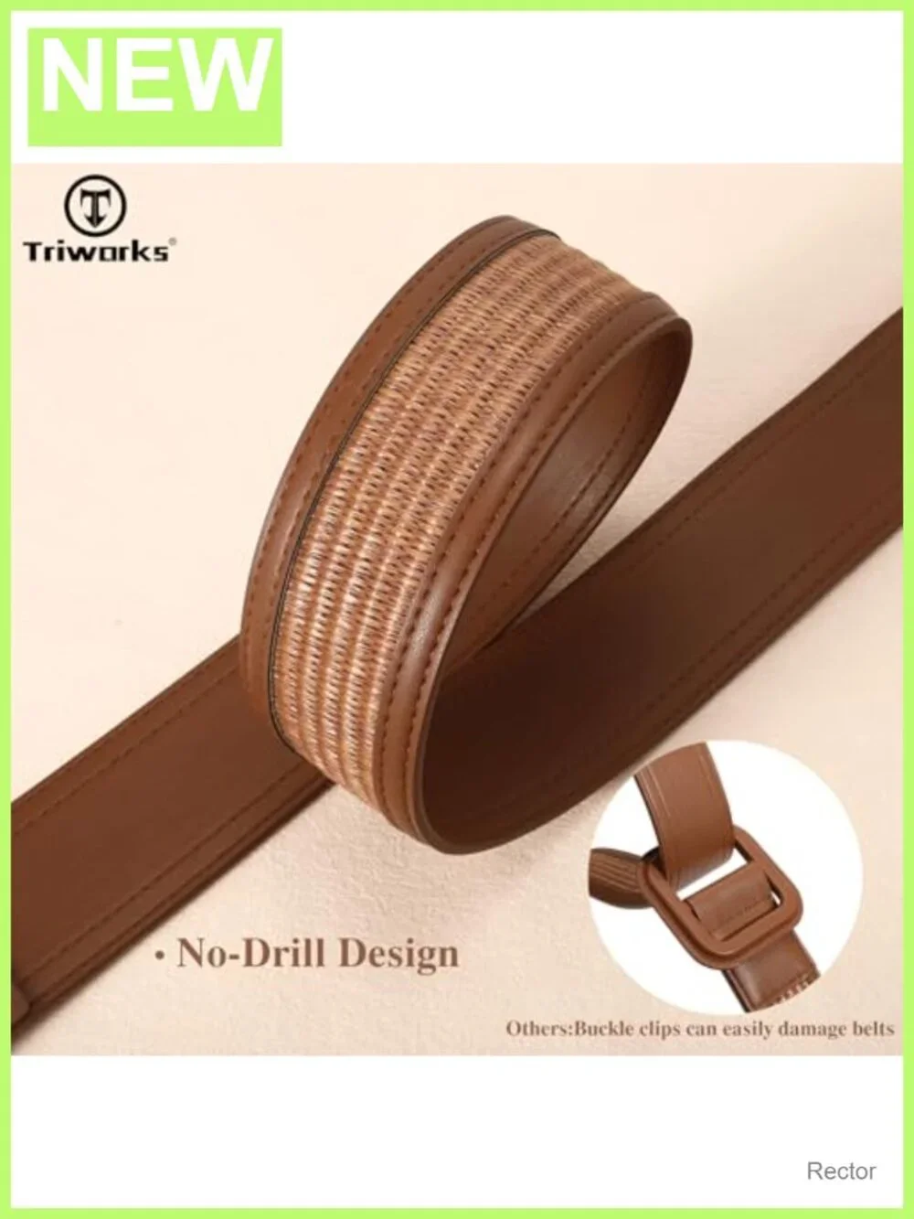 Women's Woven Straw Belt Wide Waist Boho Braided PU Leather No-Hole Adjustable